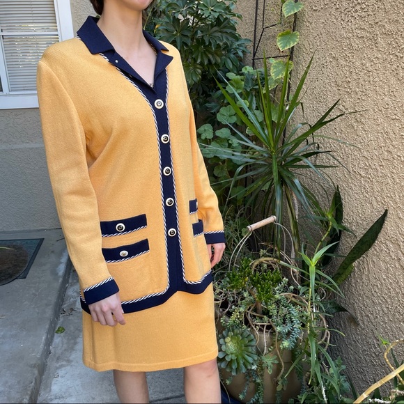 St. John Jackets & Blazers - Vintage orange/navy blue St. John jacket and skirt